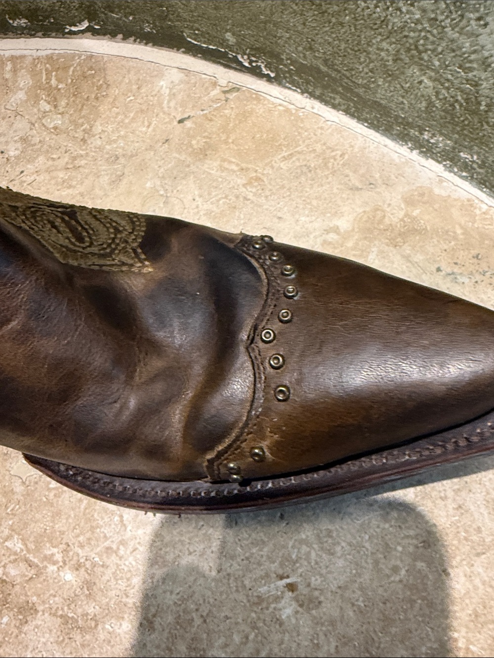 LUCCHESE WOMEN”S Western Embroidered Floral Leather Cowboy Boots - Brown SZ 8. - Picture 4 of 11
